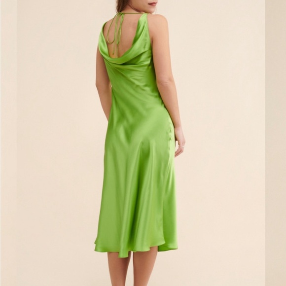 Amanda Uprichard Mirai Midi Dress in Green Size Small Silk - Picture 3 of 8